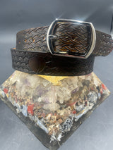 Stamped Leather Belt - Weave
