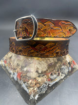 Stamped Leather Belt - Mushrooms 2.0