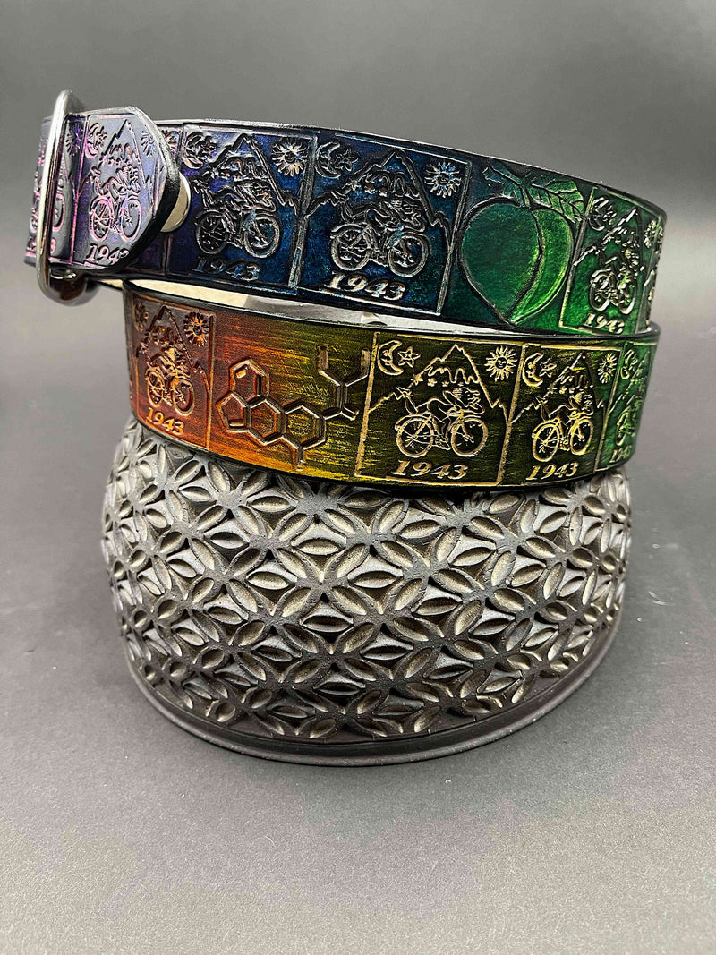 Stamped Leather Belt - Bicycle Day