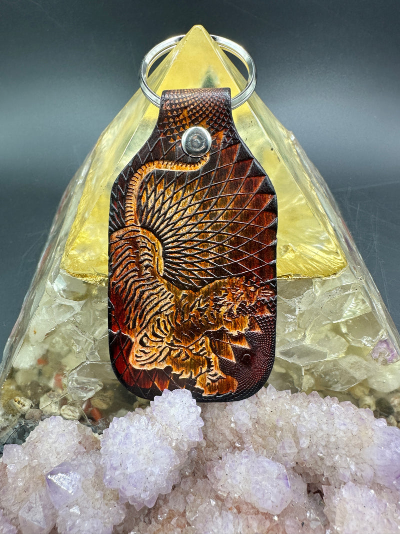 Stamped Leather Keychain - Grateful Jerry Tiger XL