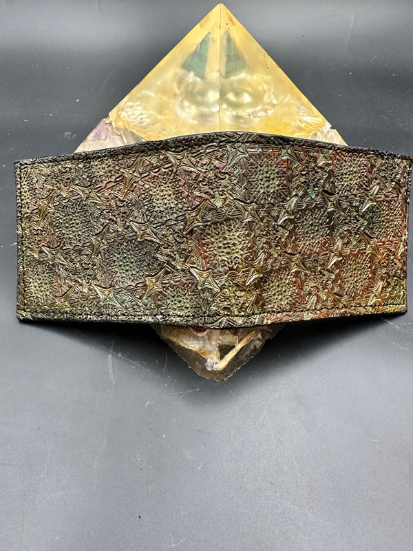 Stamped Leather Bifold Wallet -Aztec Geometric Pattern