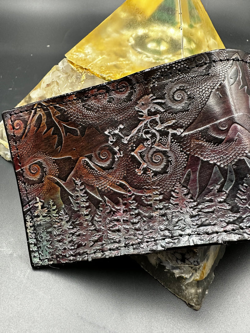 Stamped Leather Bifold Wallet -Panic