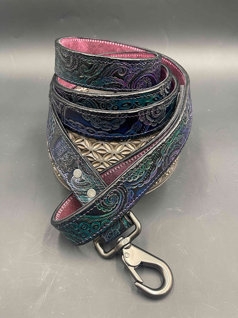 Stamped Leather 6 Ft. Unlined Dog Leash - Miscellaneous Designs