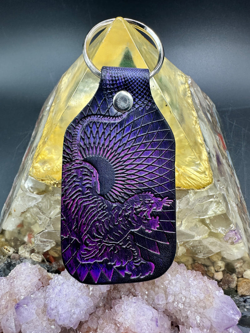 Stamped Leather Keychain - Grateful Jerry Tiger XL