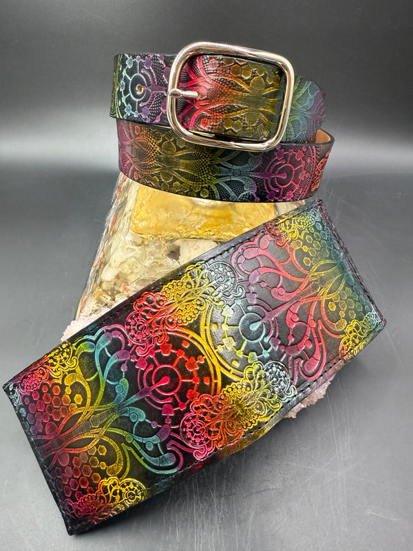 Stamped Leather Belt and Wallet Combo-Tas Collab
