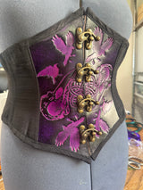 Leather Paneled Corset - Birds