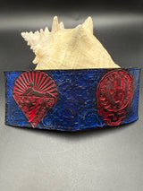 Stamped Leather Bifold Wallet - Grateful Cats Under the Stars