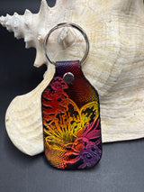 Stamped Leather Keychain - Flowers