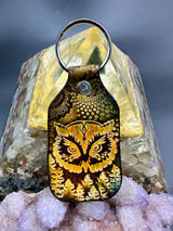 Stamped Leather Keychain - Owl