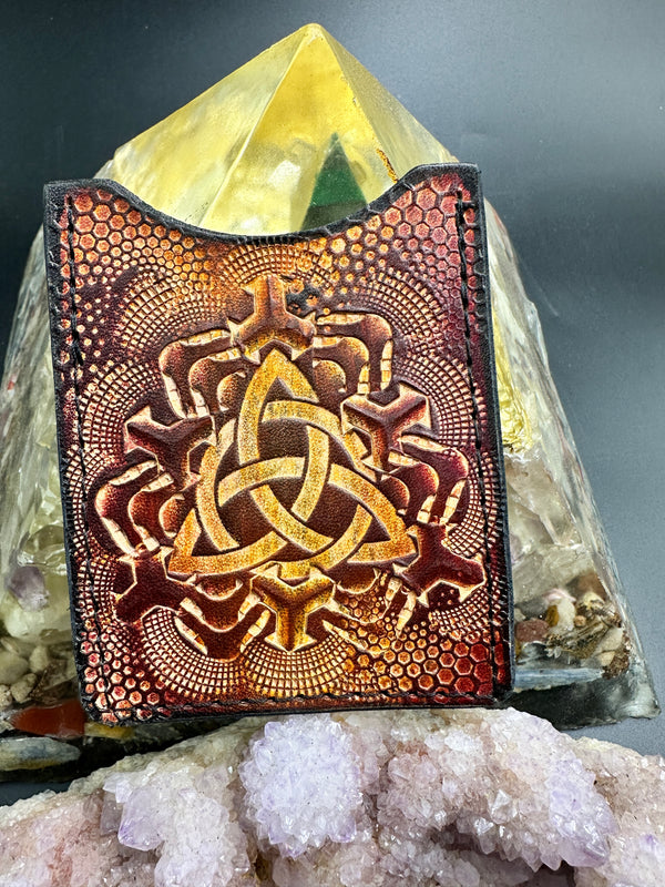 Stamped Leather ID Wallet - Celtic/Dragons