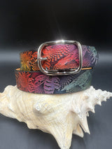 Stamped Leather Belt - Floral