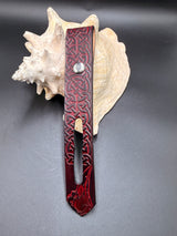 Stamped Leather Parasol Handle Harness- Crow Skulls
