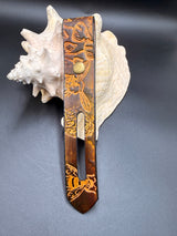 Stamped Leather Parasol Handle Harness- Mushroom