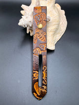 Stamped Leather Parasol Handle Harness- Mushroom