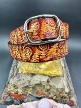 Stamped Leather Belt - Grateful Bolt