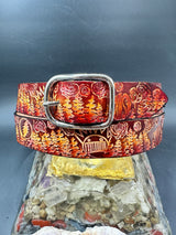 Stamped Leather Belt - Floral