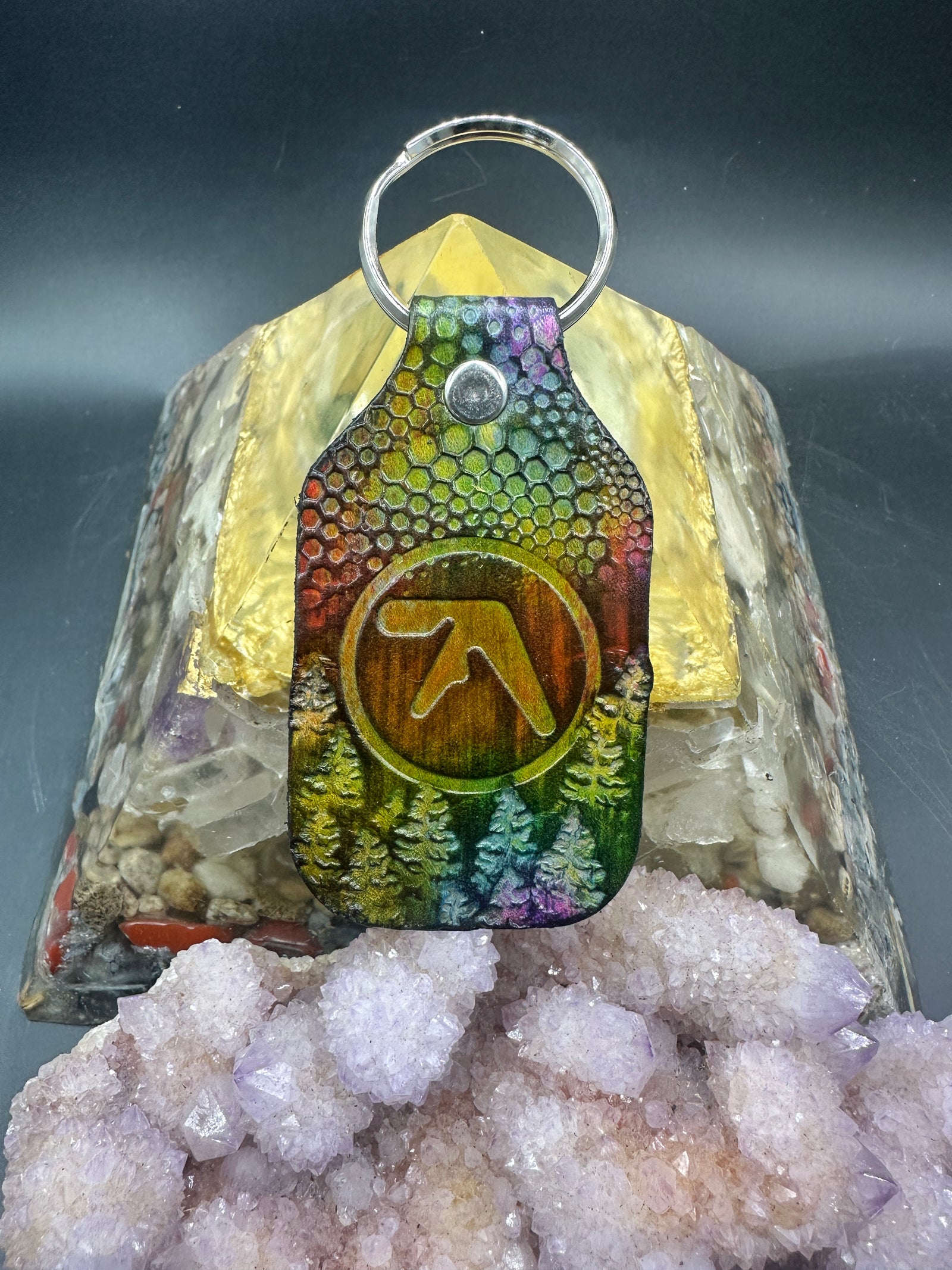 Stamped Leather Keychain - Aphex Twin – Lost Sailor Design