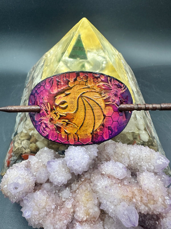 Stamped Leather Hair Barrette - Seven Lions