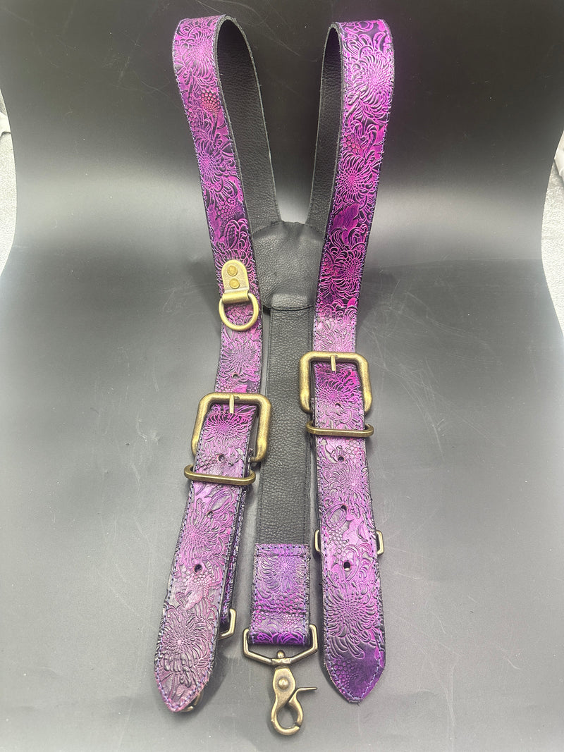 Stamped Leather Suspenders