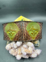 Stamped Leather Bifold Wallet - Grateful Cats Under the Stars