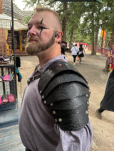 Stamped Leather Pauldrons - Dragon Scales