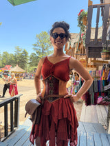 Leather Paneled Corset- Mushrooms