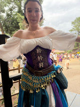 Leather Paneled Corset- Mushrooms