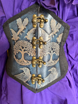 Leather Paneled Corset - Birds