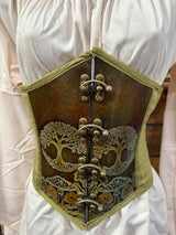 Leather Paneled Corset- Mushrooms