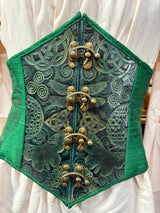 Leather Paneled Corset - Insects and Flowers