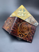 Stamped Leather Bifold Wallet - Grateful Bicycle Day