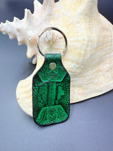 Stamped Leather Keychain - Jade Cicada