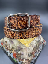 Stamped Leather Belt - Multiple Pattern Layers