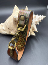 Stamped Leather Deluxe Mug Strap- Celtic