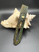 Stamped Leather Parasol Handle Harness- Celtic