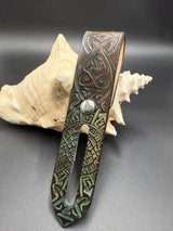 Stamped Leather Parasol Handle Harness- Celtic