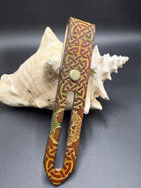 Stamped Leather Parasol Handle Harness- Celtic