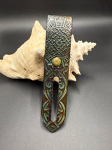 Stamped Leather Parasol Handle Harness- Celtic