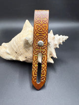 Stamped Leather Parasol Handle Harness- Celtic