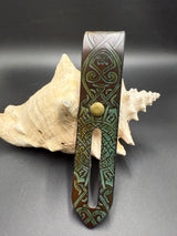 Stamped Leather Parasol Handle Harness- Celtic