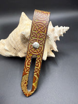 Stamped Leather Parasol Handle Harness- Celtic