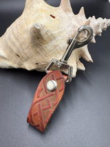 Stamped Leather Mug Strap with Belt Clip  - Celtic