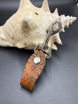 Stamped Leather Mug Strap with Belt Clip  - Celtic