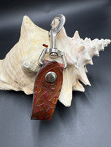 Stamped Leather Mug Strap with Belt Clip  - Celtic