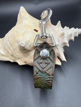 Stamped Leather Mug Strap with Belt Clip  - Nordic