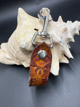 Stamped Leather Mug Strap with Belt Clip  - Cthulhu