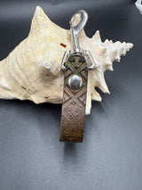 Stamped Leather Mug Strap with Belt Clip  - Nordic