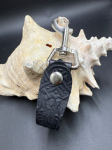 Stamped Leather Mug Strap with Belt Clip  - Celtic