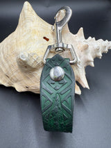 Stamped Leather Mug Strap with Belt Clip  - Celtic