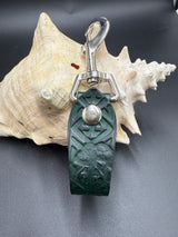 Stamped Leather Mug Strap with Belt Clip  - Mushrooms